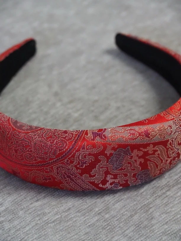 桑蚕丝宋锦发箍 红色八达晕 民族风发箍发饰时尚网红甜美