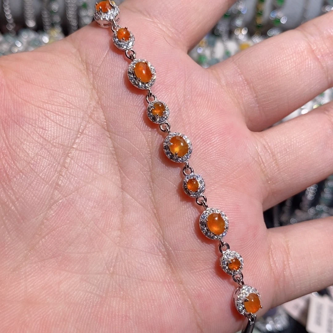 银S925镶嵌手链翡翠k k k k