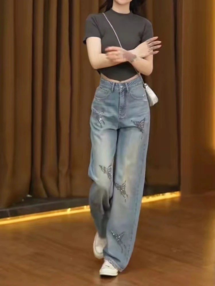 【2号】女款显瘦春夏复古经典百搭纯棉牛仔长裤