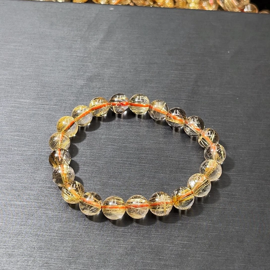 毛***毛发晶手串未镶嵌金发晶