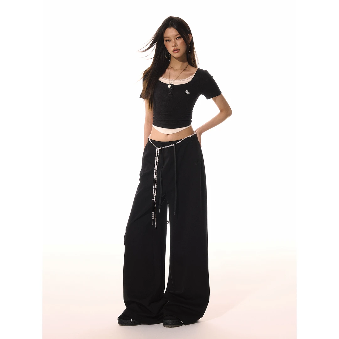 ACME AURA 蕾丝假两件修身短袖T恤