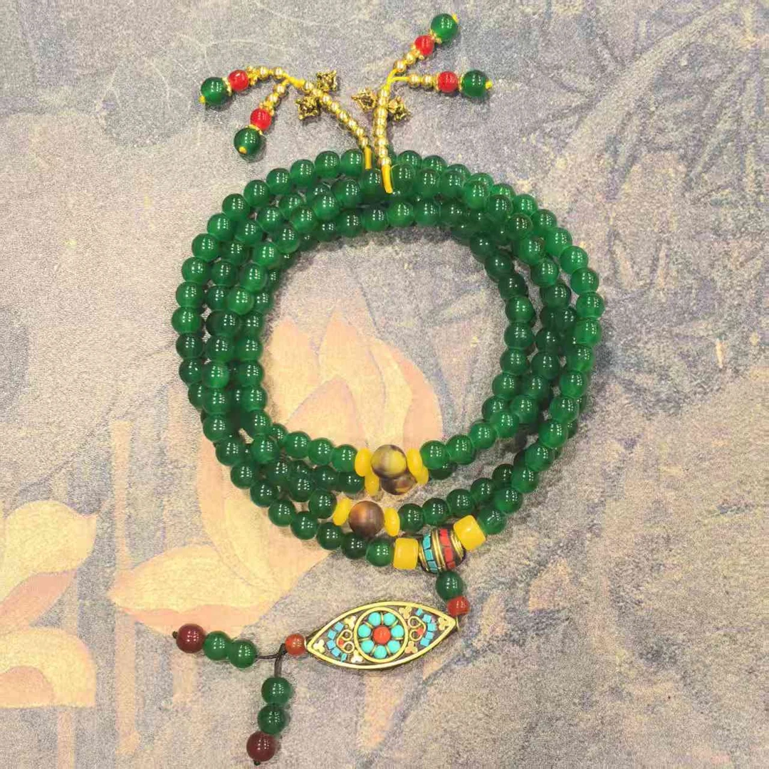 S1346-琉璃8mm+隔珠+橄榄型吊坠