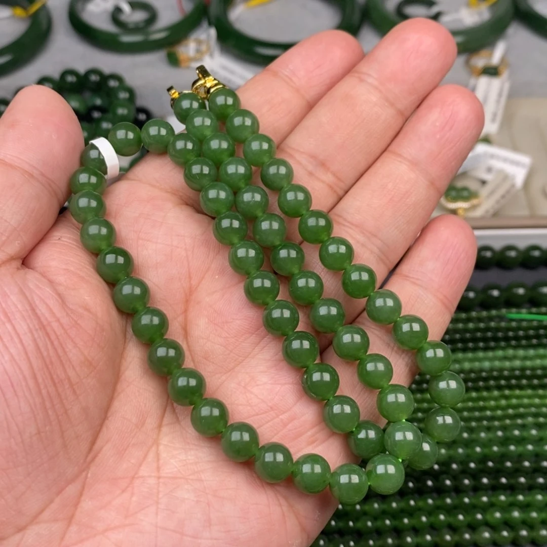 项链未镶嵌和田玉（碧玉） 8m m