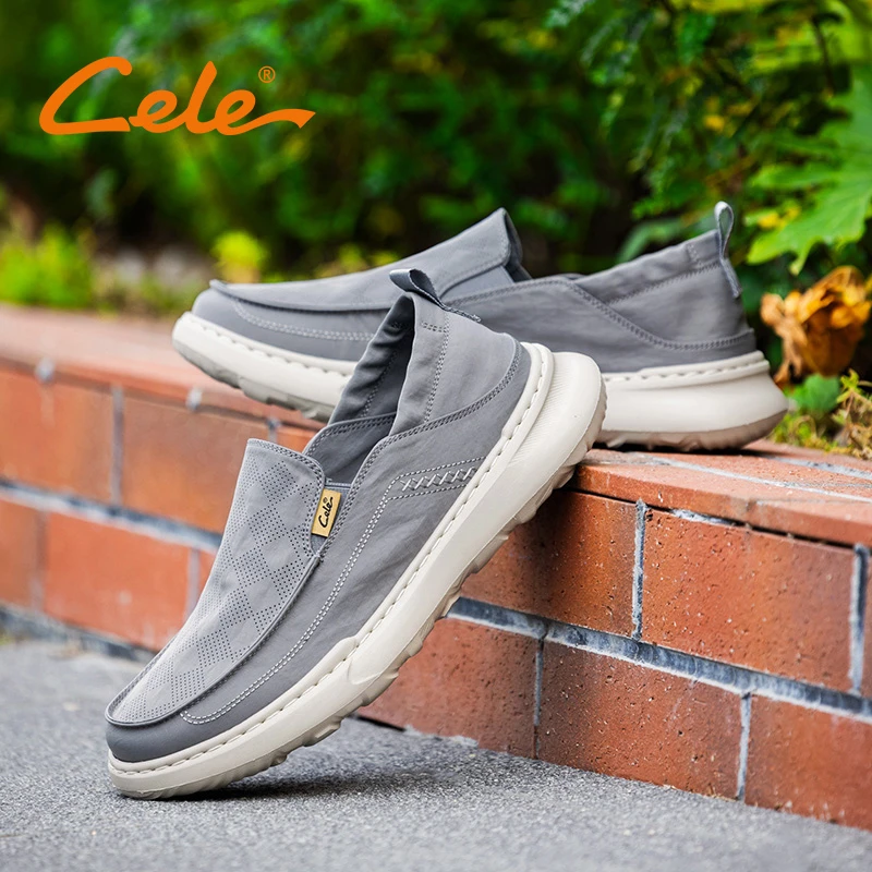 Cele策乐布鞋男休闲鞋男鞋子透气黑色一脚蹬软底轻便懒人鞋爸爸鞋