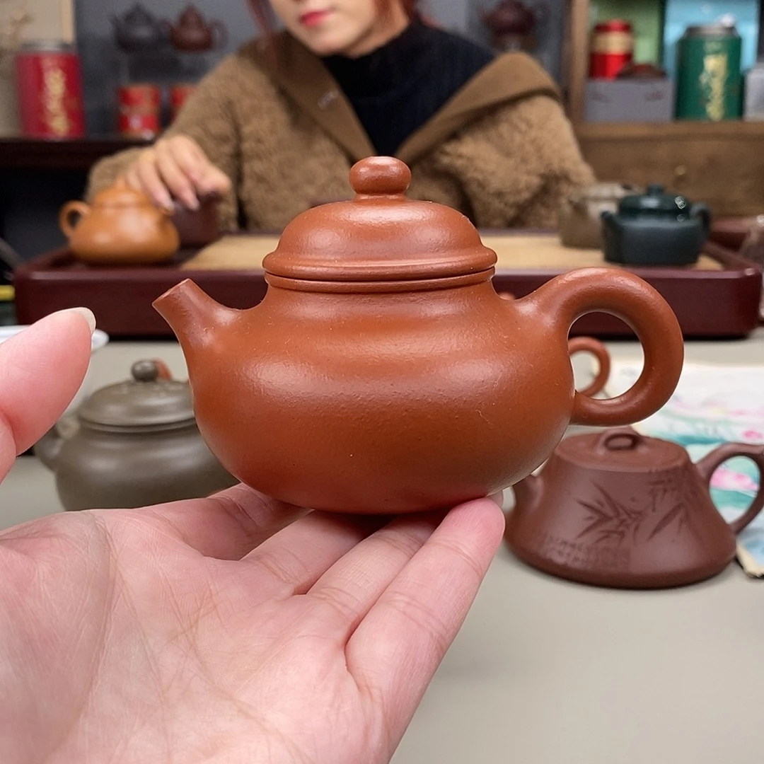 茶壶紫砂生砂朱泥半手容天140cc