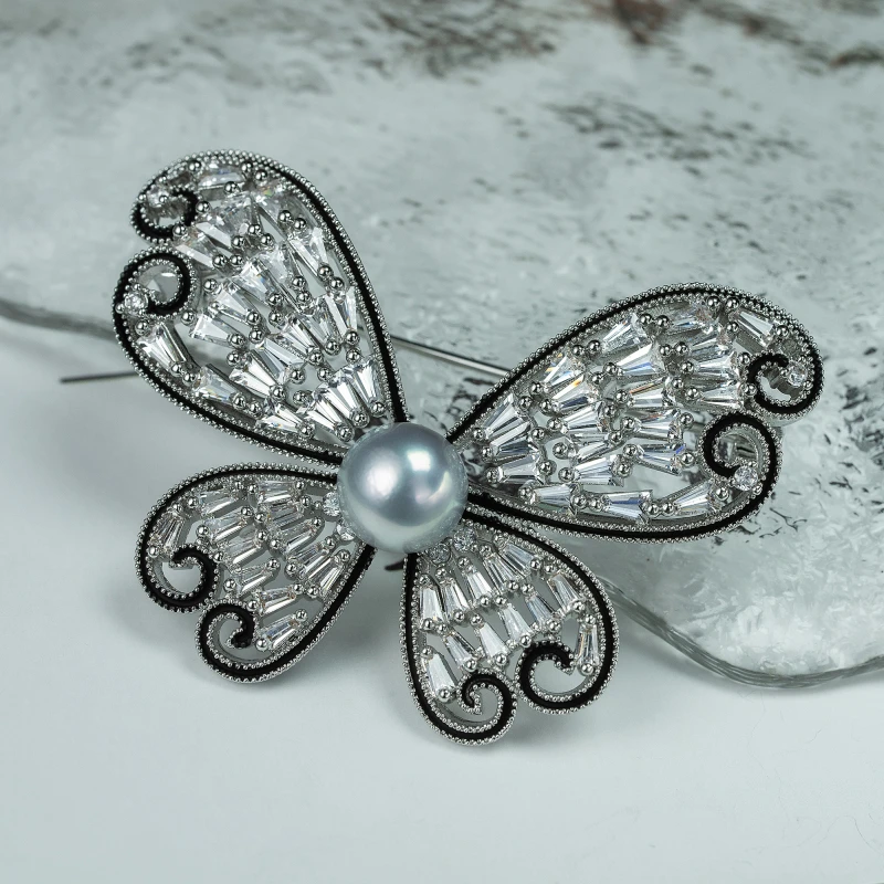 【鸭鸭】尊鼎珍珠-合金海水珍珠真多麻色胸针8-8.5mm