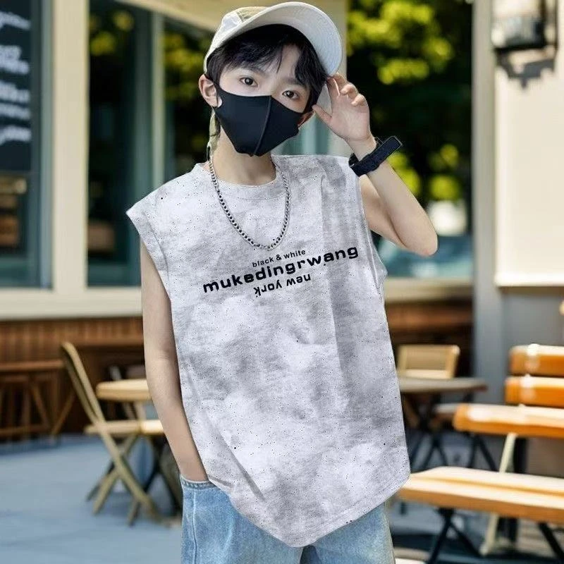 男童扎染背心儿童夏季时尚潮酷纯棉背心短袖上衣T恤潮流韩版