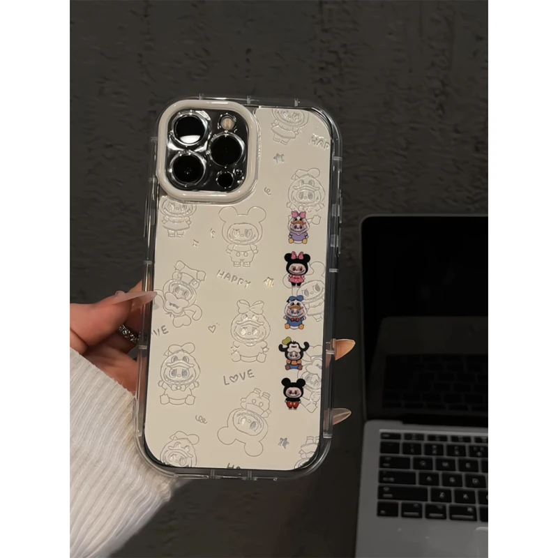 满屏可爱动物适用苹果16pro创意iPhone15手机壳泡芙羽纱华为p60女