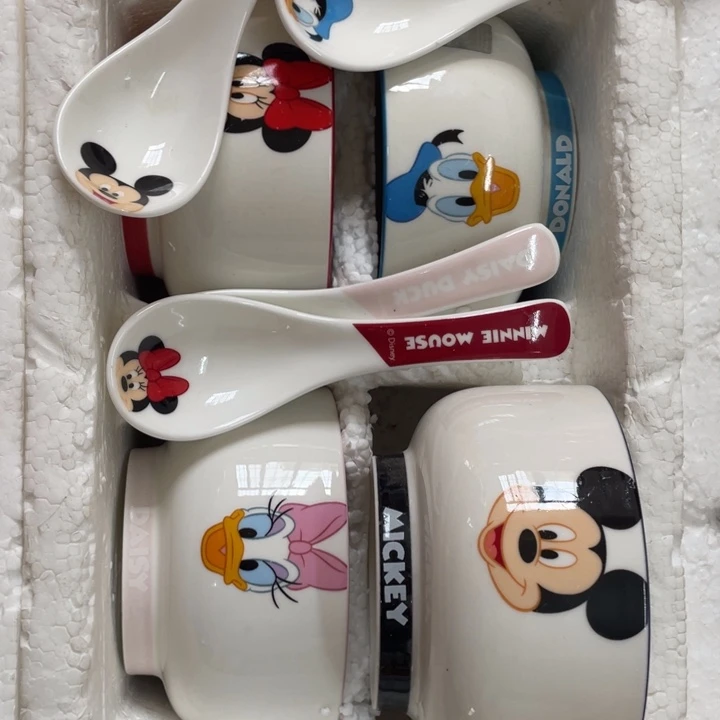 陶瓷全家福米饭碗4个加勺子