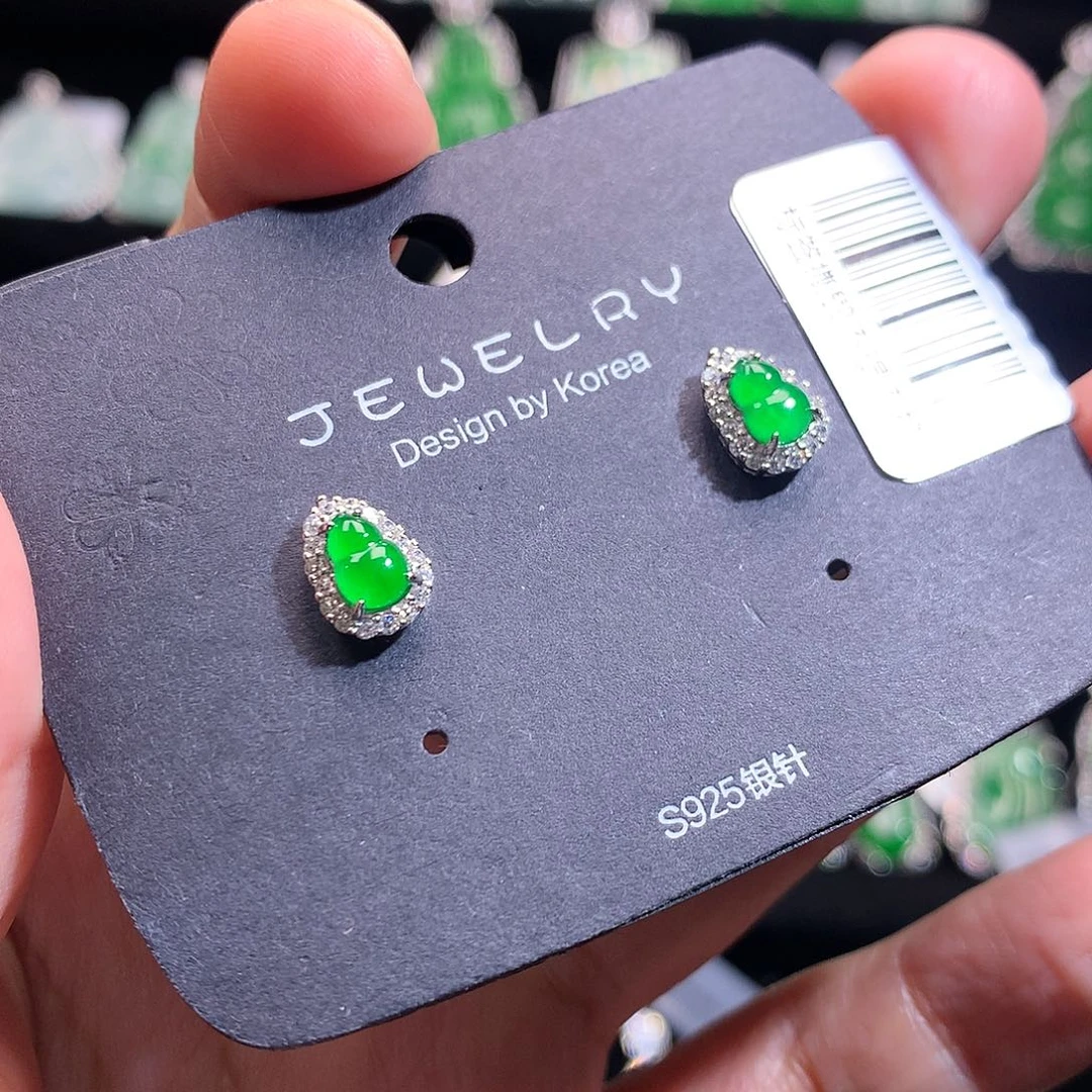 【闪购商品】银S925镶嵌翡翠耳饰