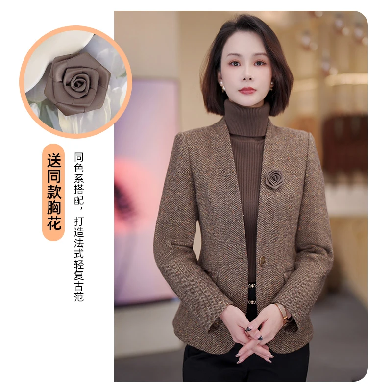 高端小西装外套女秋冬2025新款时尚休闲气质复古女士西服VS8548