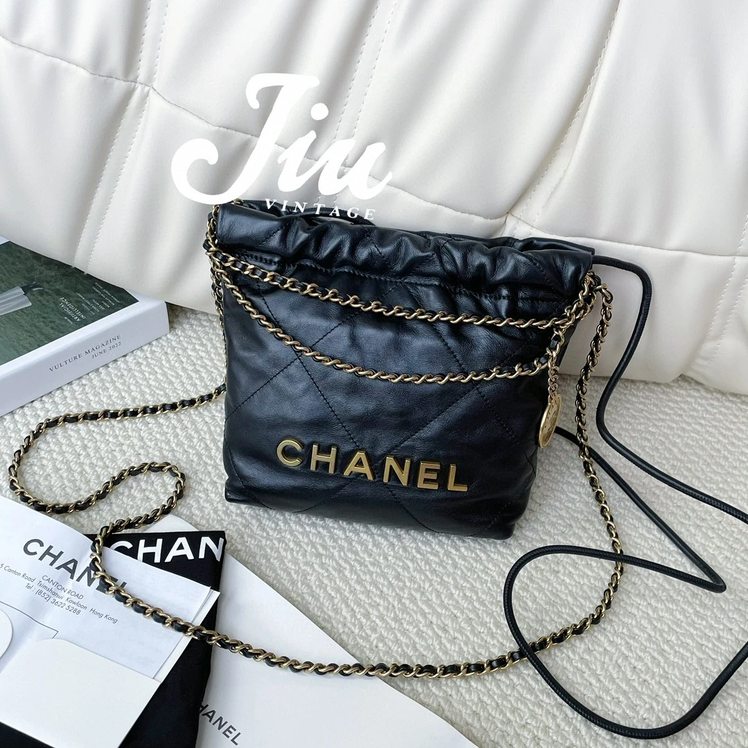 99新 Chanel/香奈儿 黑金22bag mini芯片款JM13-0479