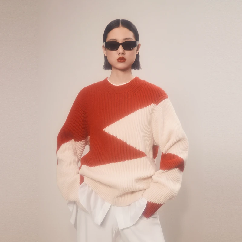 【商场同款】LESS2024冬新款圆领长袖套头毛衫2OB313740