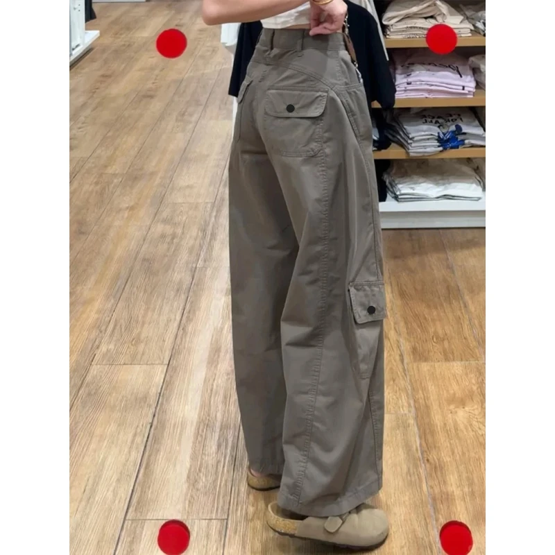 美式卡其色弯刀工装裤男款秋季美拉德斜切阔复古男式美拉德阔腿裤