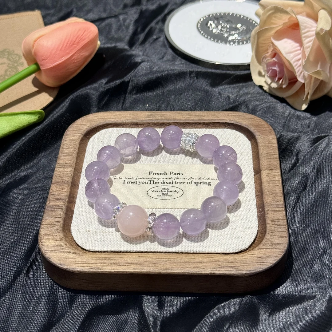 粉水晶薰衣草紫水晶手串手链 多样性发其一Z337