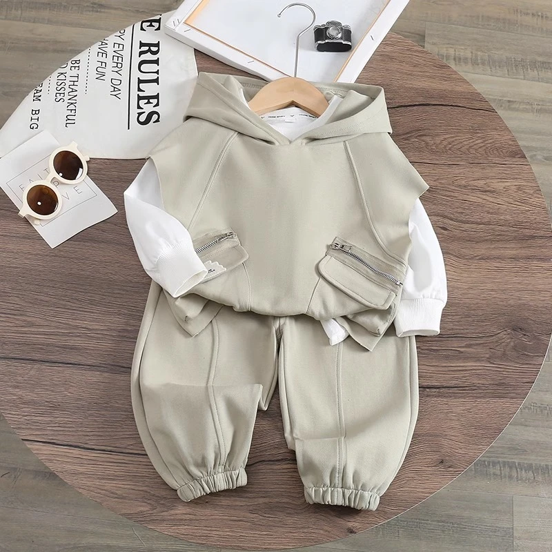 男童套装春秋款儿童春装2025新款男孩时尚运动三件套宝宝春季衣服