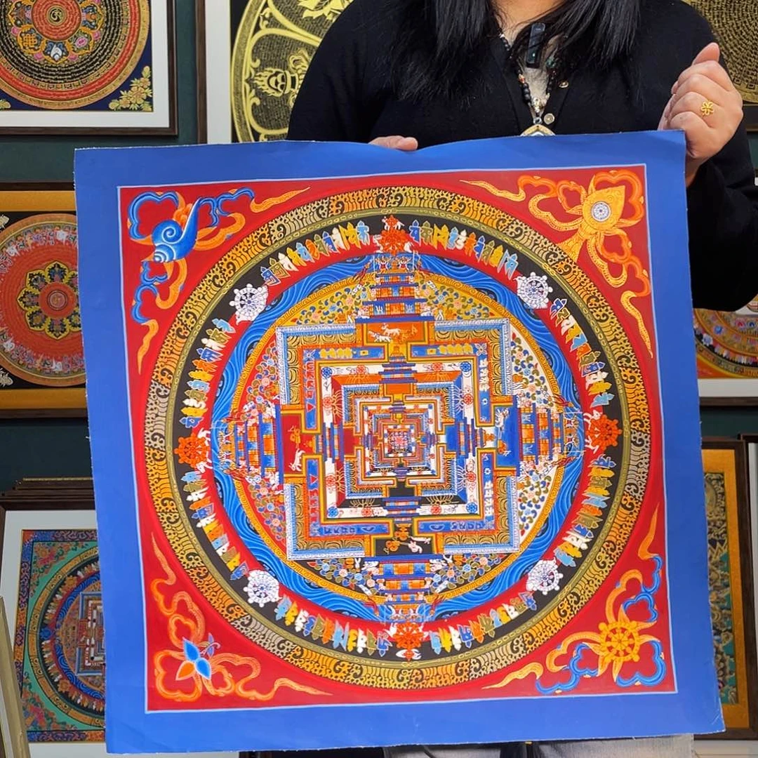 卷轴画手绘唐卡50厘米时轮