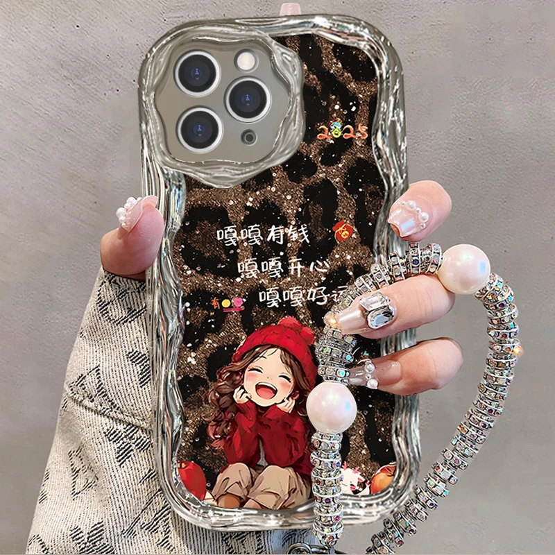 适用于【苹果】11ProMax豹纹嘎嘎好运小女孩创意时尚手机壳