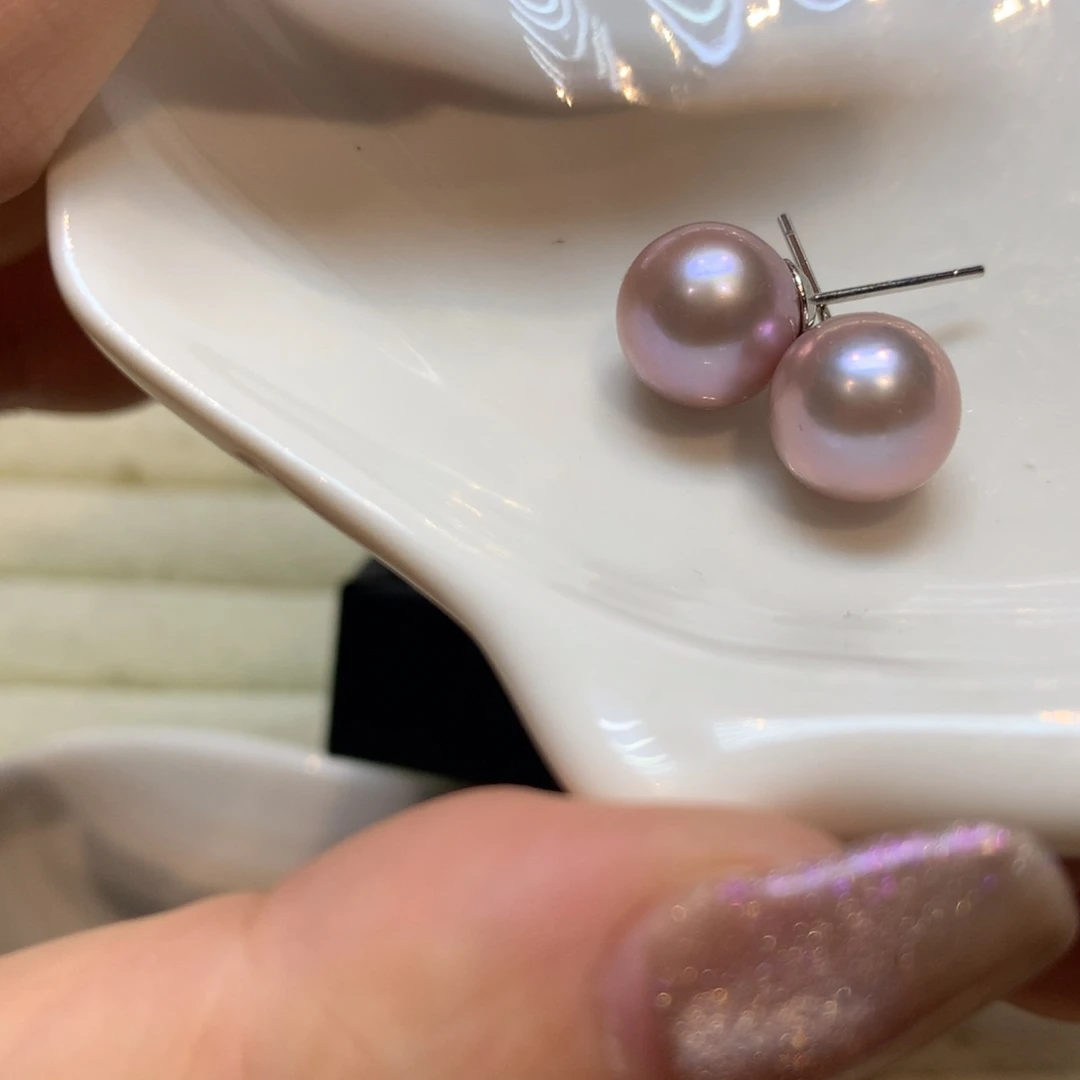 银S925镶嵌淡水珍珠耳饰