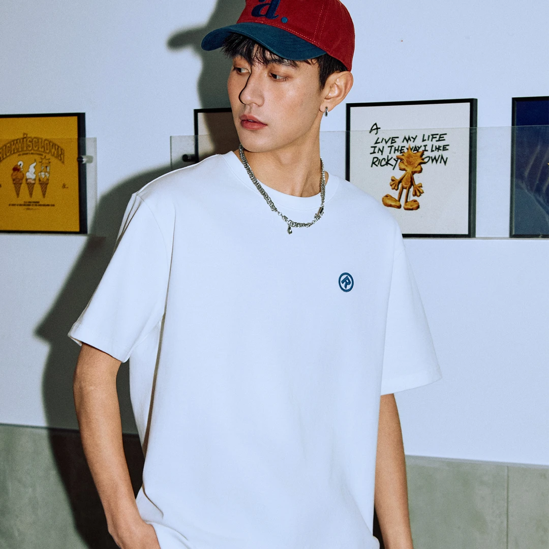 RickyIsClownRIC 蓝标刺绣街区短袖305g重磅纯棉T恤情侣同款