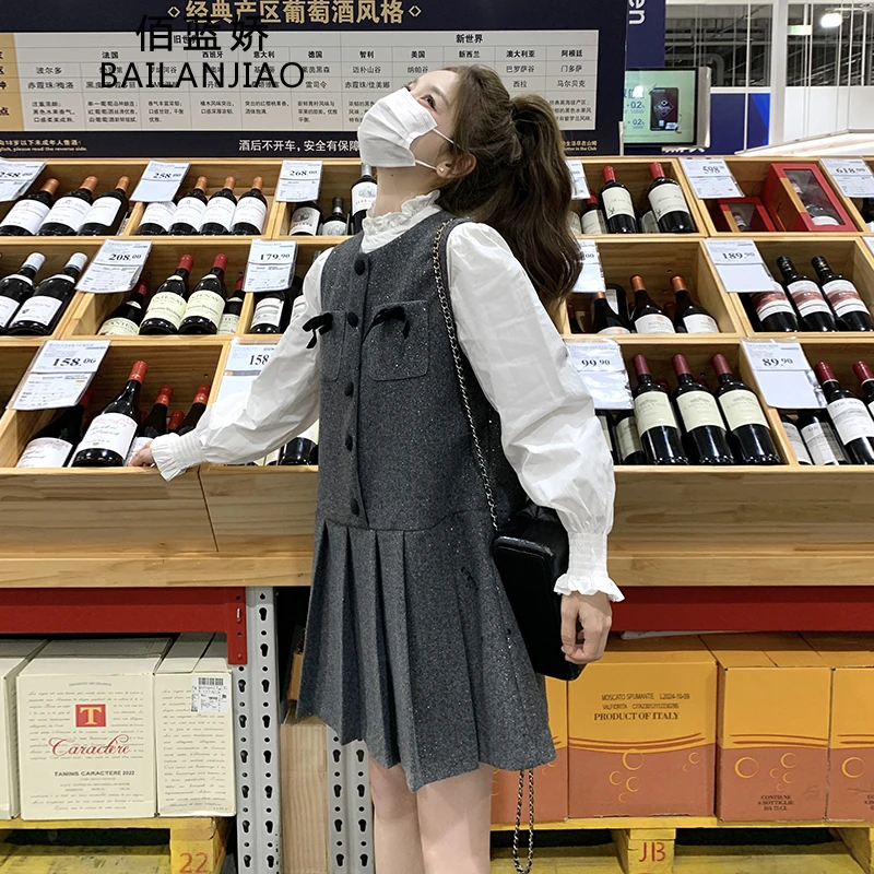 小香风毛呢背心裙套装女2025超火开春穿搭减龄百褶裙子两件套爆款