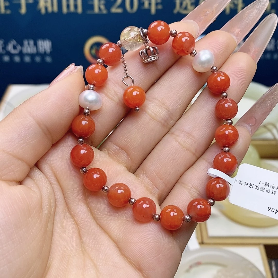银S925镶嵌手链南红玛瑙sj