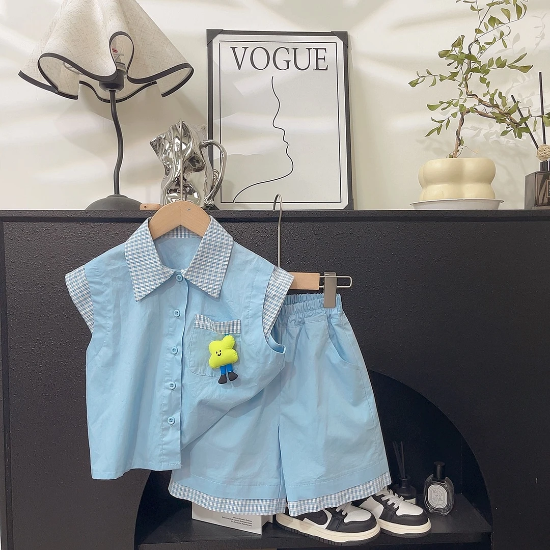 男童夏季短袖套装2025新款洋气儿童夏季休闲衣服男宝宝衬衫ML-105