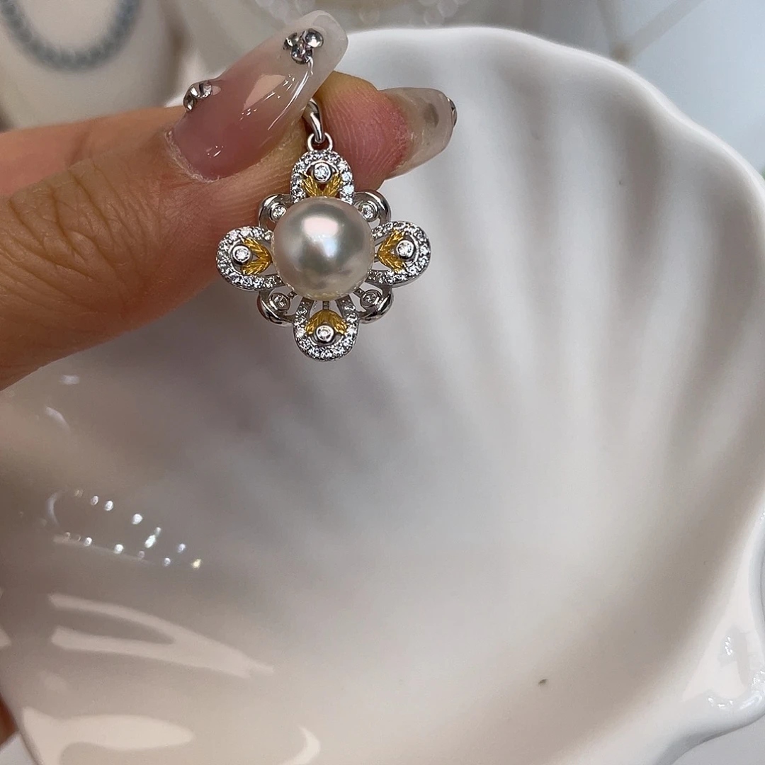 海水珍珠银S925镶嵌吊坠(不含链)