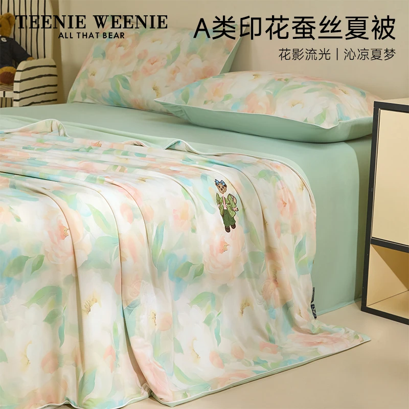 TeenieWeenie小熊A类凉感印花100%蚕丝夏凉被夏被空调被单双人被