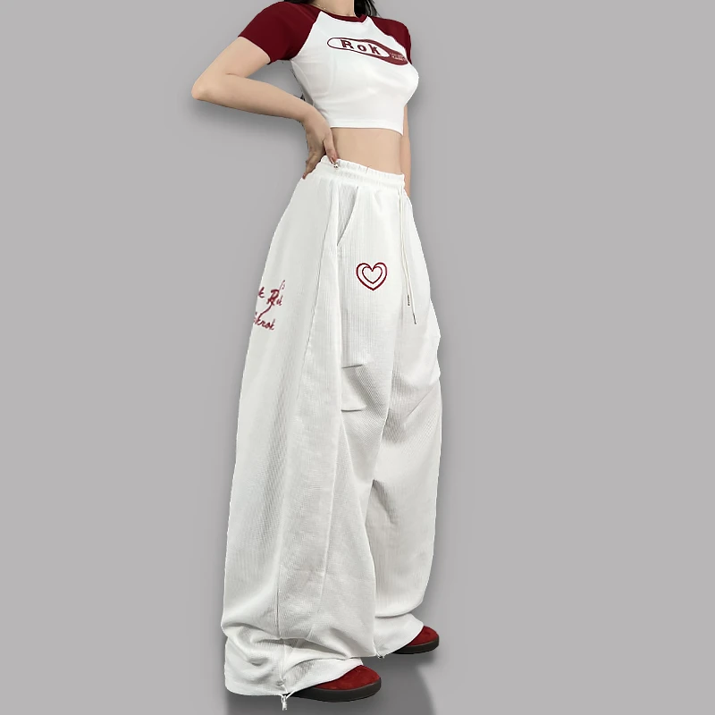 ROKBBK-K/布韩街舞潮牌跳舞嘻哈休闲白色长裤女潮宽松jazz服装