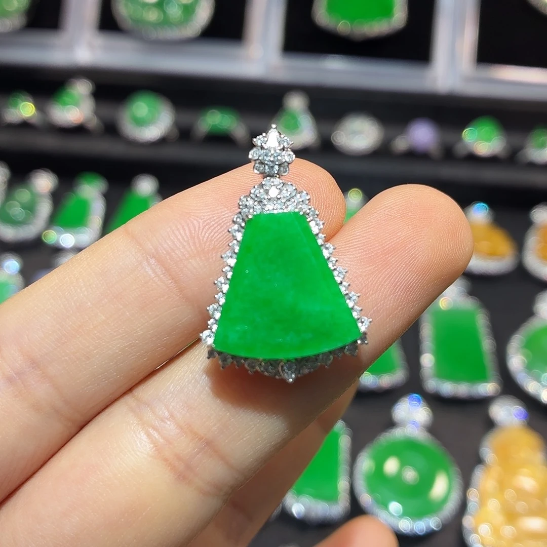 翡翠18K金镶嵌吊坠(不含链)翡翠