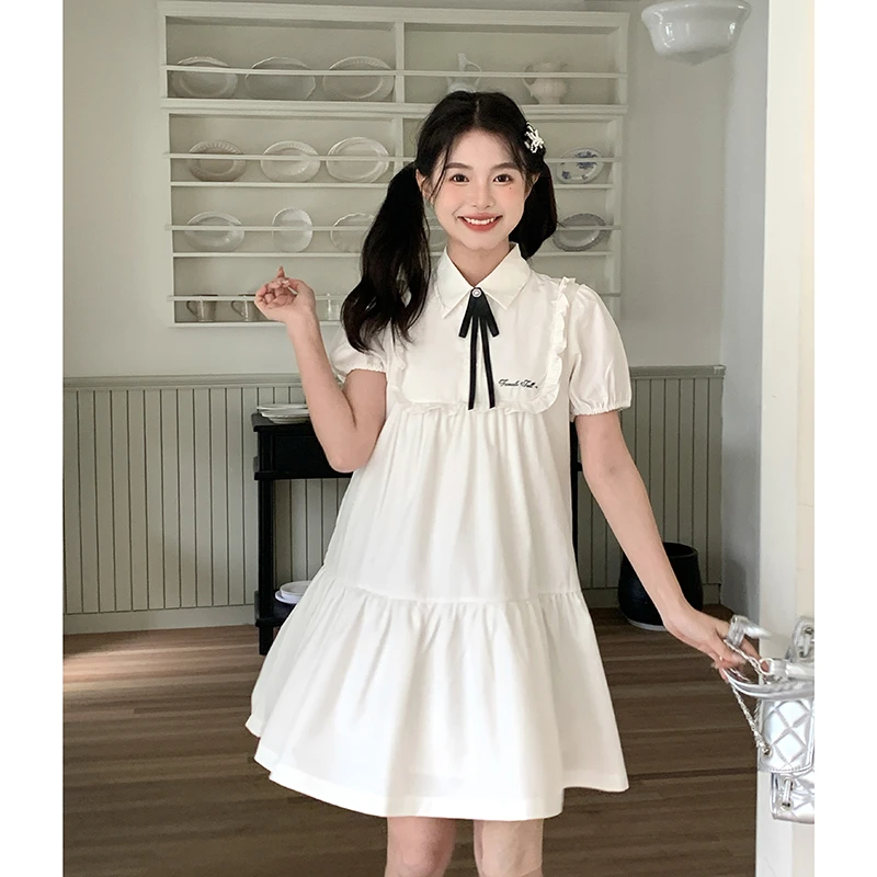 泡泡袖白色连衣裙初恋白月光女装甜美学院白日梦想家东京岁时记jk