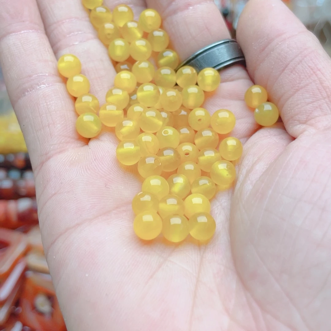 合金玛瑙/玉髓珠宝奇石黄玛瑙130颗卡6