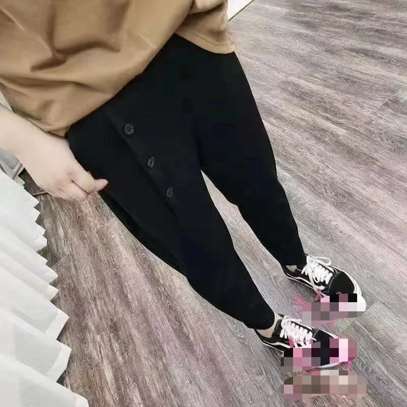 大码黑色哈伦裤女高腰弹力显瘦秋季新款老爹裤烟管萝卜5678