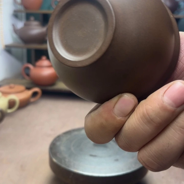 紫砂茶壶主人杯大号文革紫泥