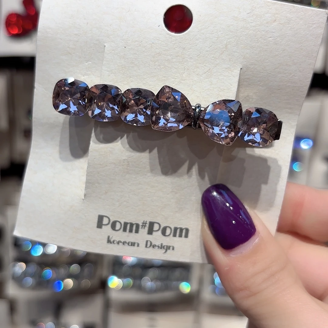 皮质铁合金粉紫色蝴蝶结压夹