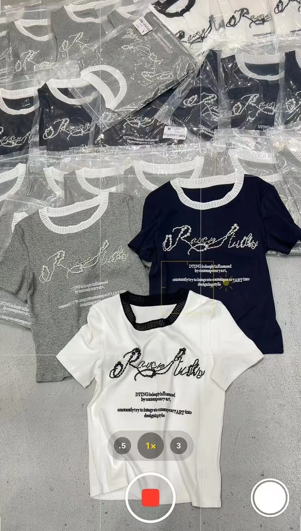 N+ 定制 2781【精品女装】针织重工T显瘦时尚休闲夏季印花圆领