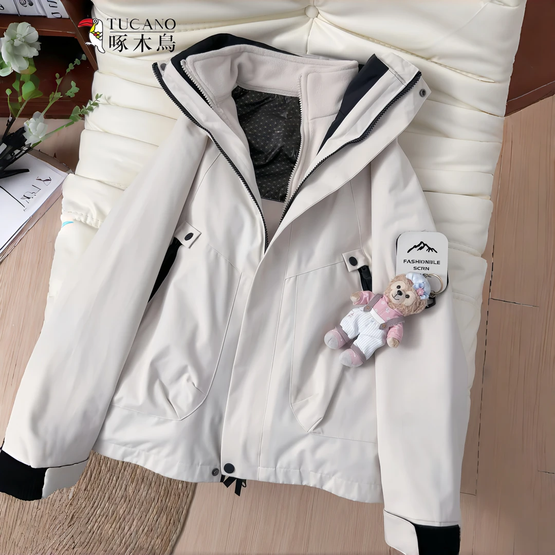 啄木鸟冲锋衣男女2025新款春秋户外休闲夹克防风情侣款登山服外套