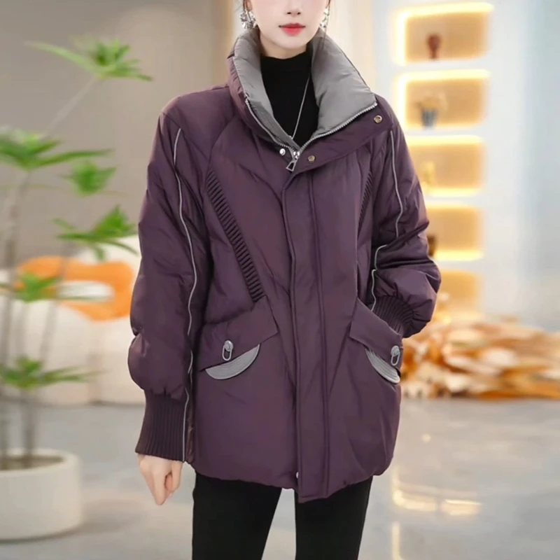 白鸭绒羽绒服女士2025冬季新款韩版宽松黑色显瘦加厚大气保暖外套