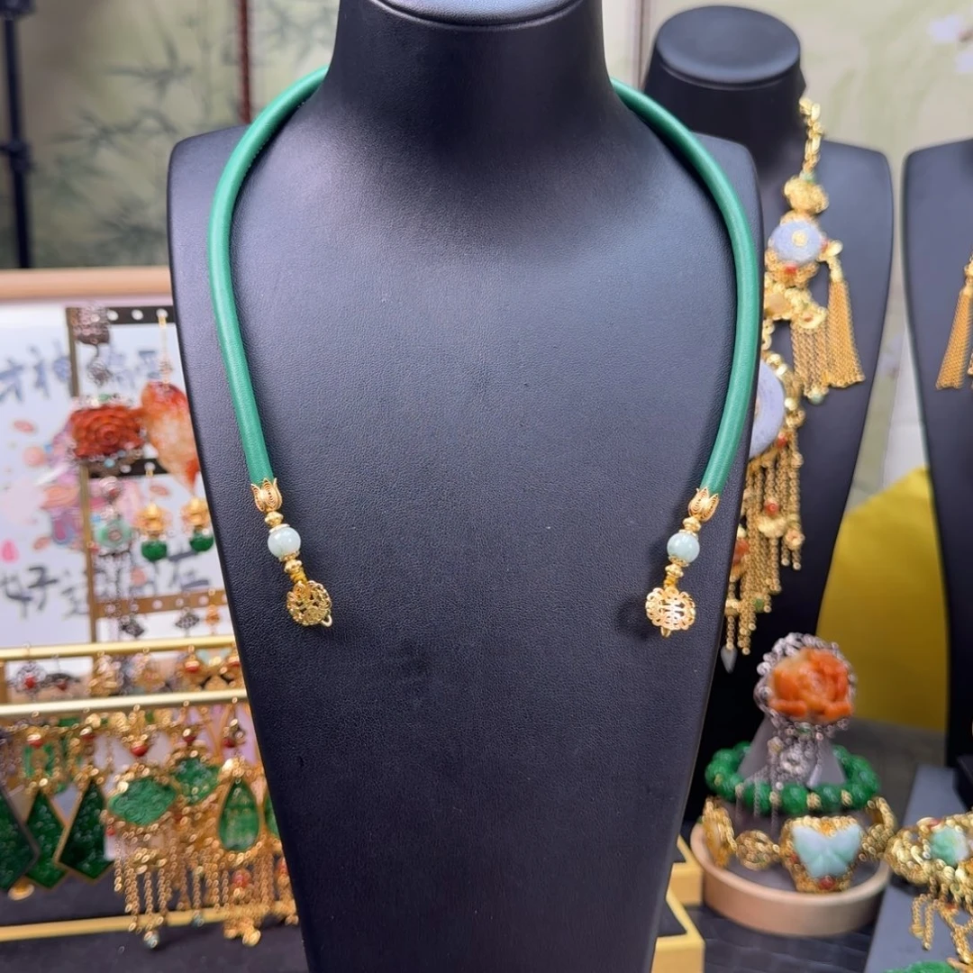 翡翠未镶嵌颈饰皮绳项圈万能链