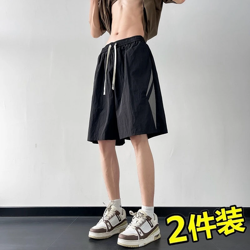 夏天冰丝短裤男薄款2025新款男士夏季透气宽松直筒运动百搭五分裤