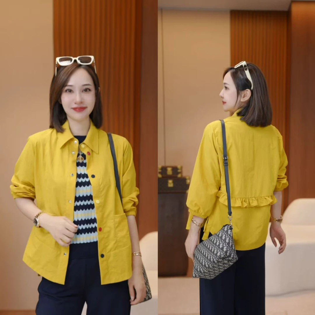 JDND轩羽【小彩豆】防泼溅生活防晒拼接彩扣外套XY25306