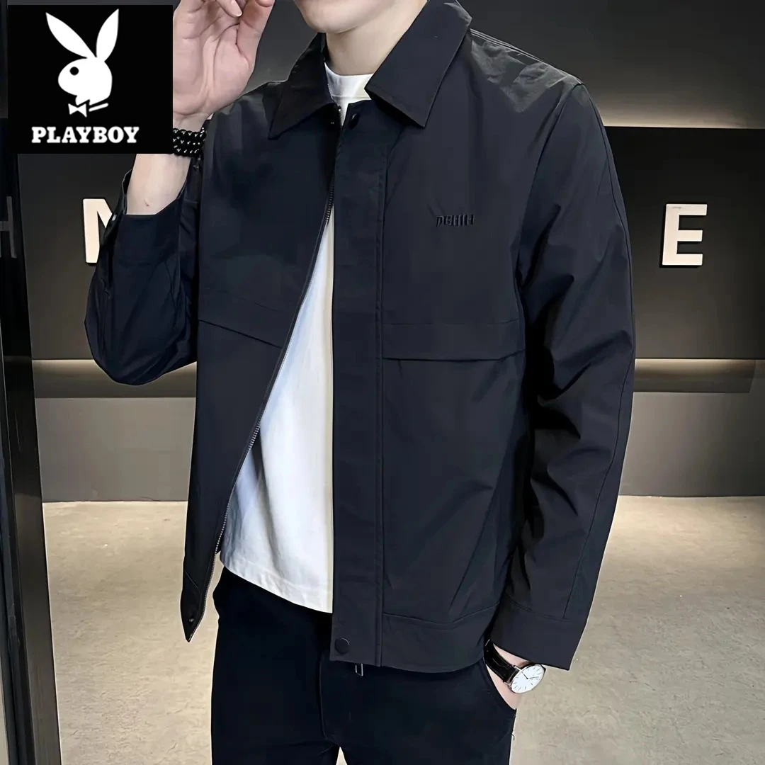 PLAYBOY/花花公子男士潮牌夹克简约百搭商务帅气韩版休闲外套男