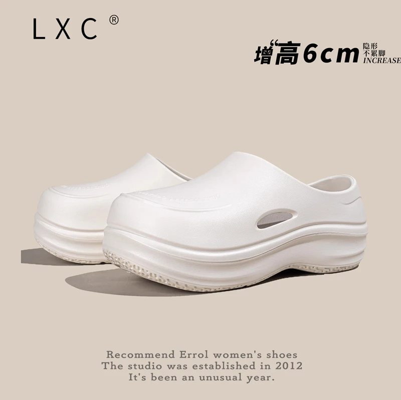 厚底包头半拖鞋女夏外穿2025新款大头懒人鞋ins风厨师鞋云朵凉鞋