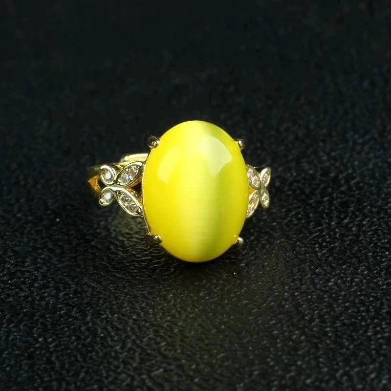 铜合金珐琅戒指 【臻品甄选】黄色M瑙戒指均码（D）