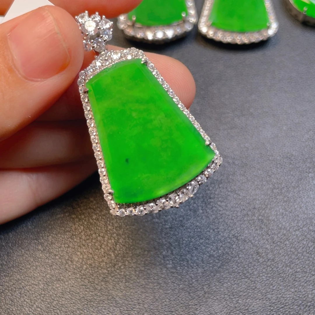 翡翠银S925镶嵌吊坠(不含链)