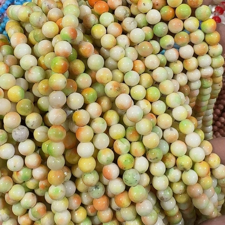 玛瑙/玉髓合金珠宝半成品4条6mm雨花圆珠