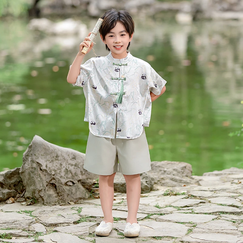 汉服男童新中式中国风套装儿童日常上学可穿帅气2025古风男宝夏季