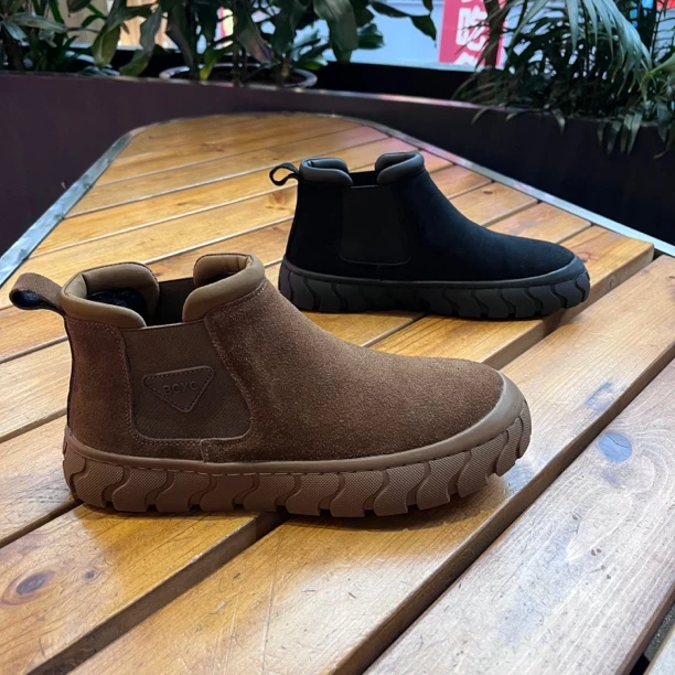 高帮男士休闲鞋冬季一脚蹬男士保暖加绒