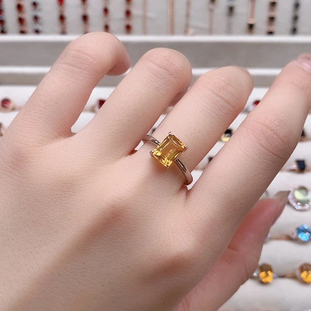 水晶戒指银S925镶嵌开口